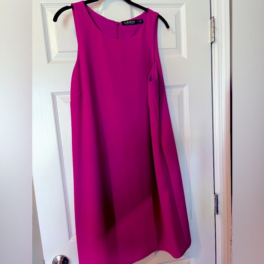 Lauren by Ralph Lauren Sleeveless A-Line Dress - Fuchsia - Size 14